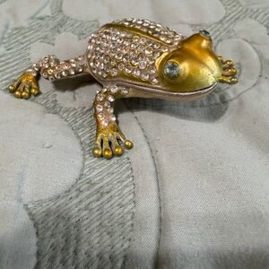 Bejeweled Frog Figurine Trinket Box